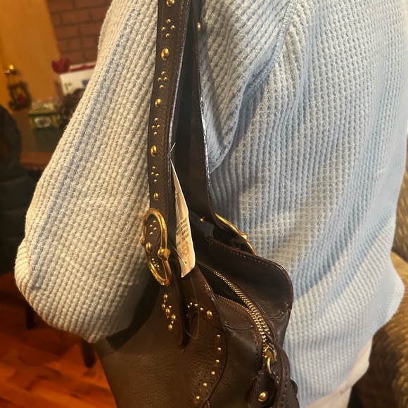 Vintage Michael Kors, leather chocolate brown with gold studs comes with duster - Picture 8 of 9